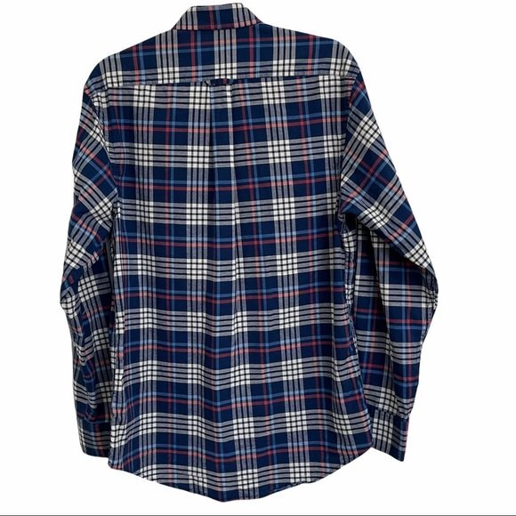 Izod Saltwater Relaxed Classic Blue Plaid Shirt 100% Cotton Button Down Size S - Picture 8 of 15